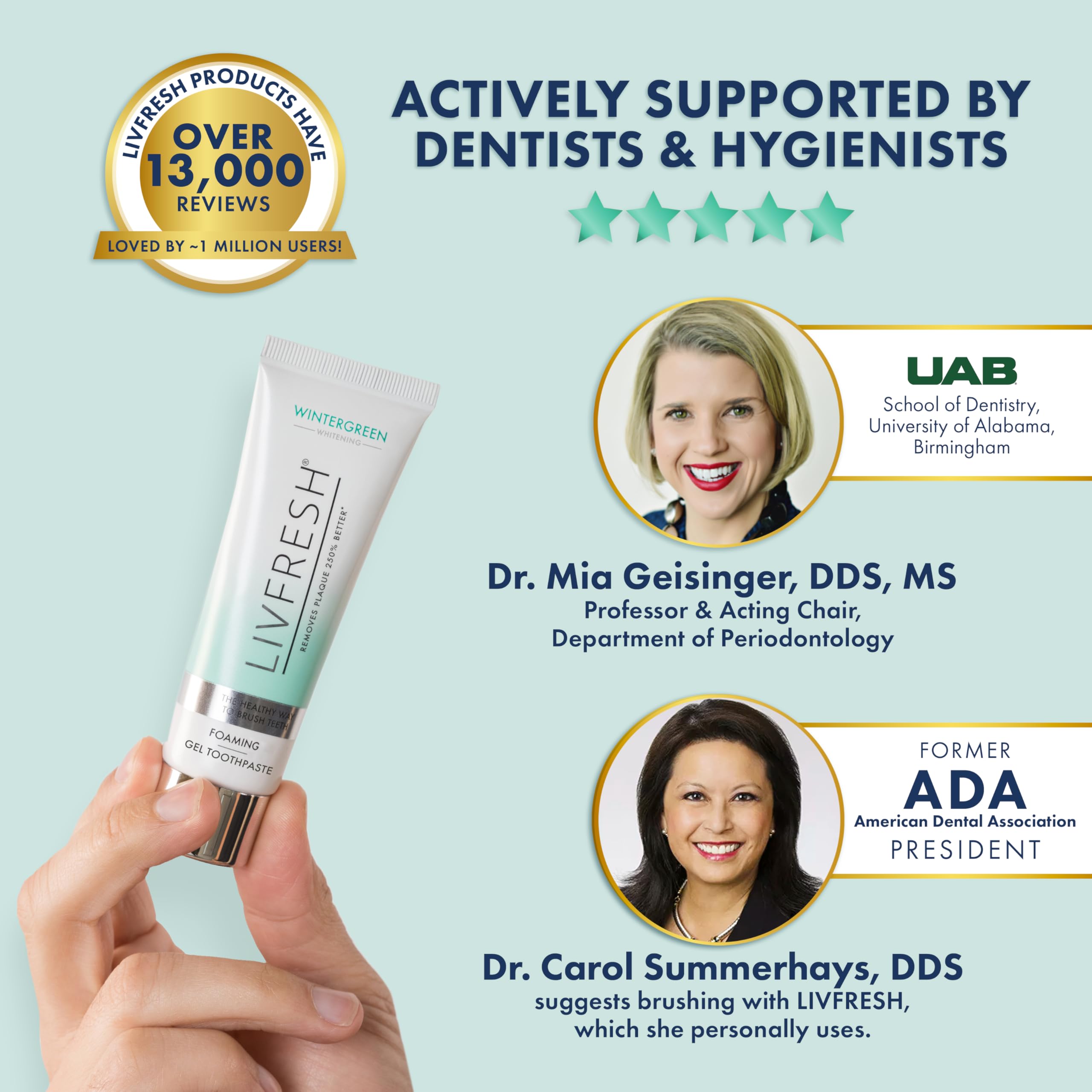 LIVFRESH Toothpaste Gel, Clinically Proven to Remove Plaque 250% Better, Improves Gum Health 190% Better, Prevents & Reduces Tartar
