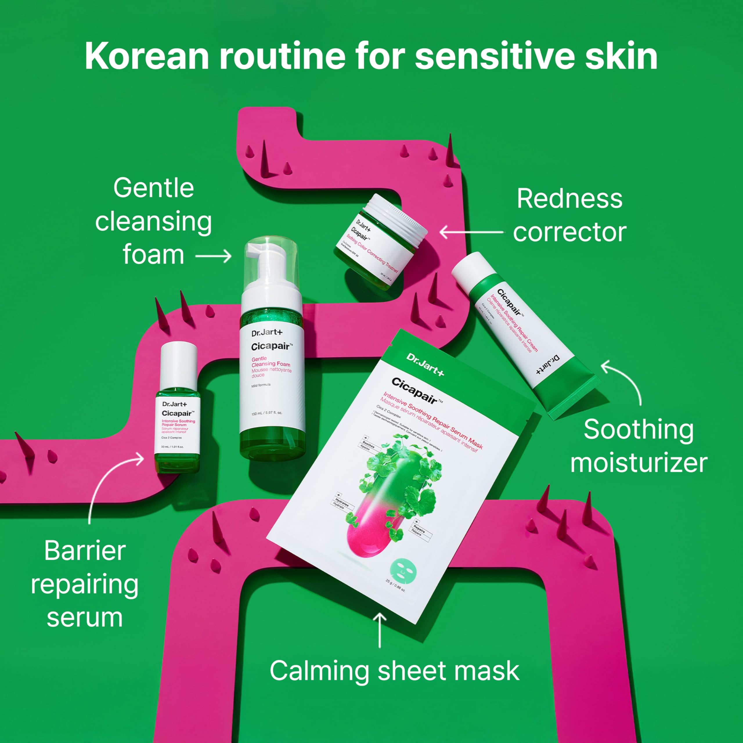 Dr.Jart+ Cicapair Sensitive Skin Korean Face Moisturizer for Redness and Barrier Repair with Centella Asiatica | Korean Skin Care | Travel Size, 0.51 Fl Oz