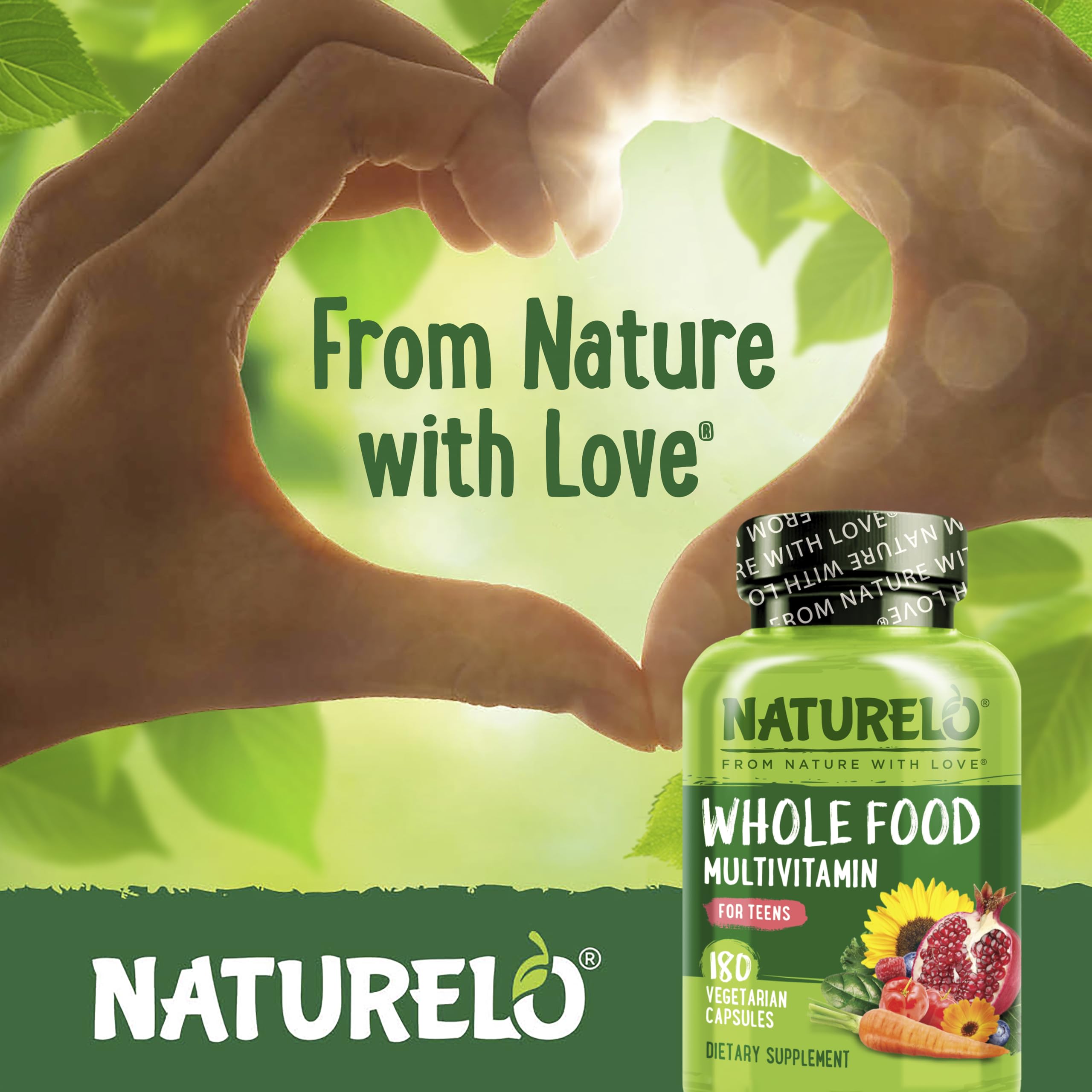 NATURELO Multivitamins for Teenage Girls/Boys, 180 Capsules, Whole Food Multivitamin with Minerals, Non-GMO, Vegetarian NATURELOBuy Supplements Australia