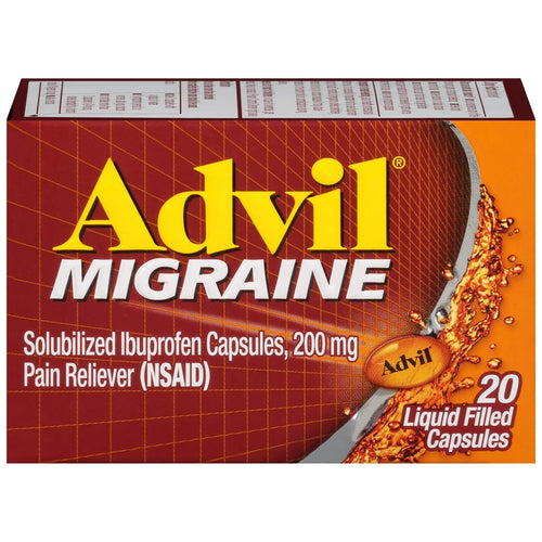 Advil Migraine Headache Relief, Ibuprofen Capsules with Ibuprofen 200mg for Migraine Relief, Nausea Relief and Light Sensitivity Relief - 20 Liquid Filled Capsules AdvilBuy Supplements Australia