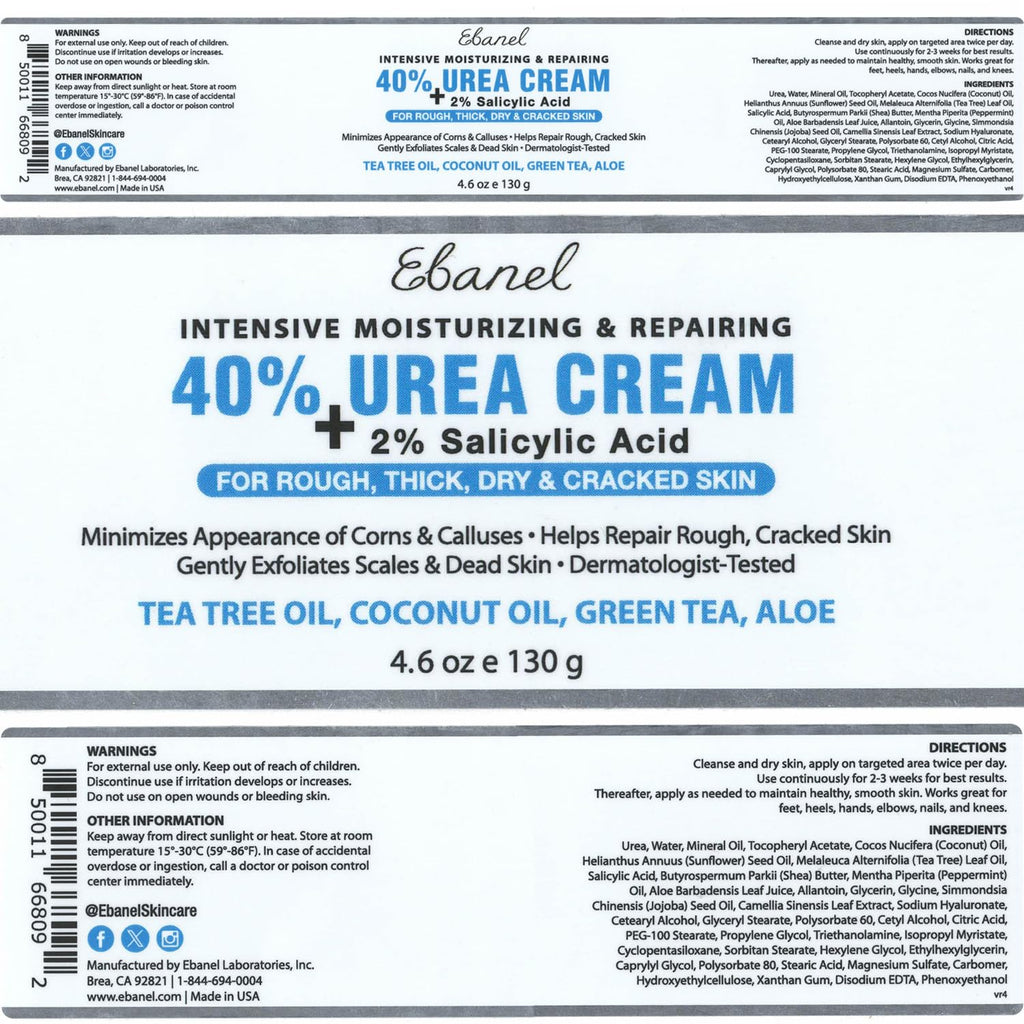 Ebanel Bundle of 40% Urea Cream 3-Pack and Callus Remover Gel