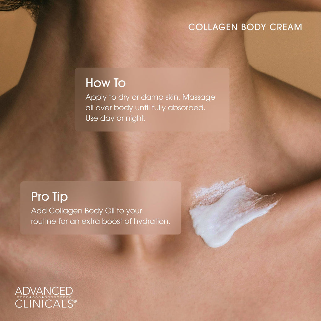 Advanced Clinicals Collagen Cream Body Lotion & Face Moisturizer W/Vitamin E | Skincare Moisturizing Collagen Lotion For Women, Men, Hand, & Neck Improves Look Of Crepey Skin & Uneven Dry Skin, 2pc