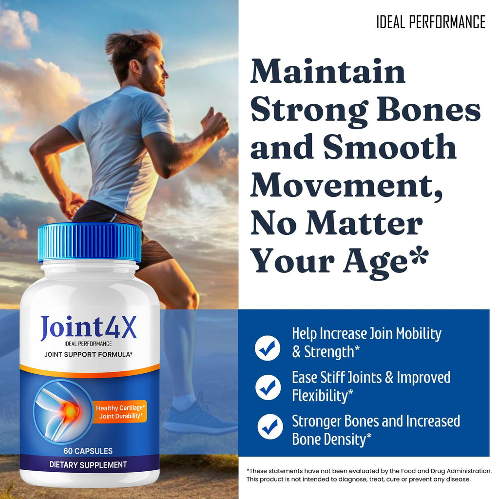 IDEAL PERFORMANCE Joint4X Joint Support Capsules, Official Joint-4X Supplement Pills, All-Natural Formula to Fortify Bones and Bolster Flexibility - Maximum Strength, Joint 4X Pills Reviews (2 Pack) IDEAL PERFORMANCEBuy Supplements Australia