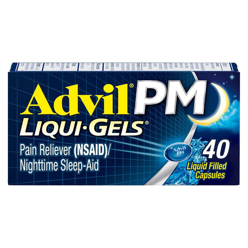 Advil PM Pain Reliever and Nighttime Sleep Aid, Pain Medicine with Ibuprofen for Pain Relief and Diphenhydramine Citrate for a Sleep Aid - 40 Coated Caplets AdvilBuy Supplements Australia