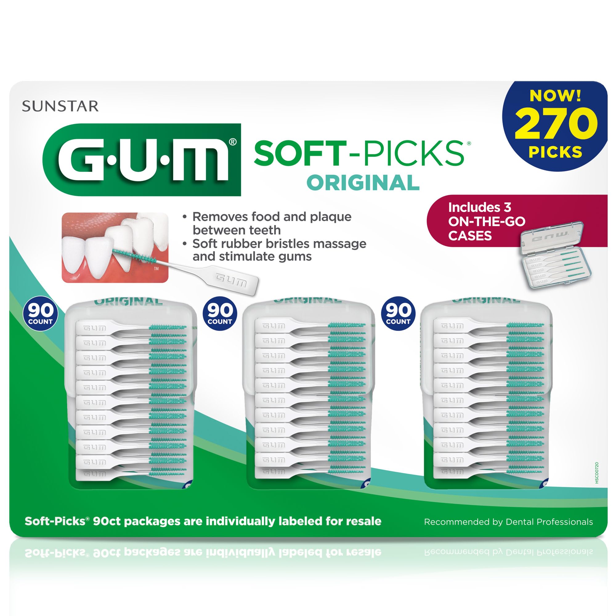 GUM Soft-Picks Original – Easy-to-Use Interdental Picks for Plaque Removal & Gum Health with Convenient Carry Case