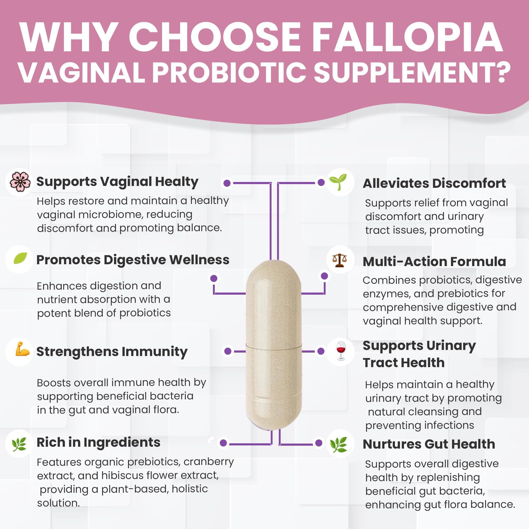 Vaginal Probiotics for Women with Prebiotics Cranberry D Mannose Digestive Enzymes & Hibiscus 34 Strains 100 Billion CFU Feminine Care Supplement for Gut Urinary Health and pH Balance Support
