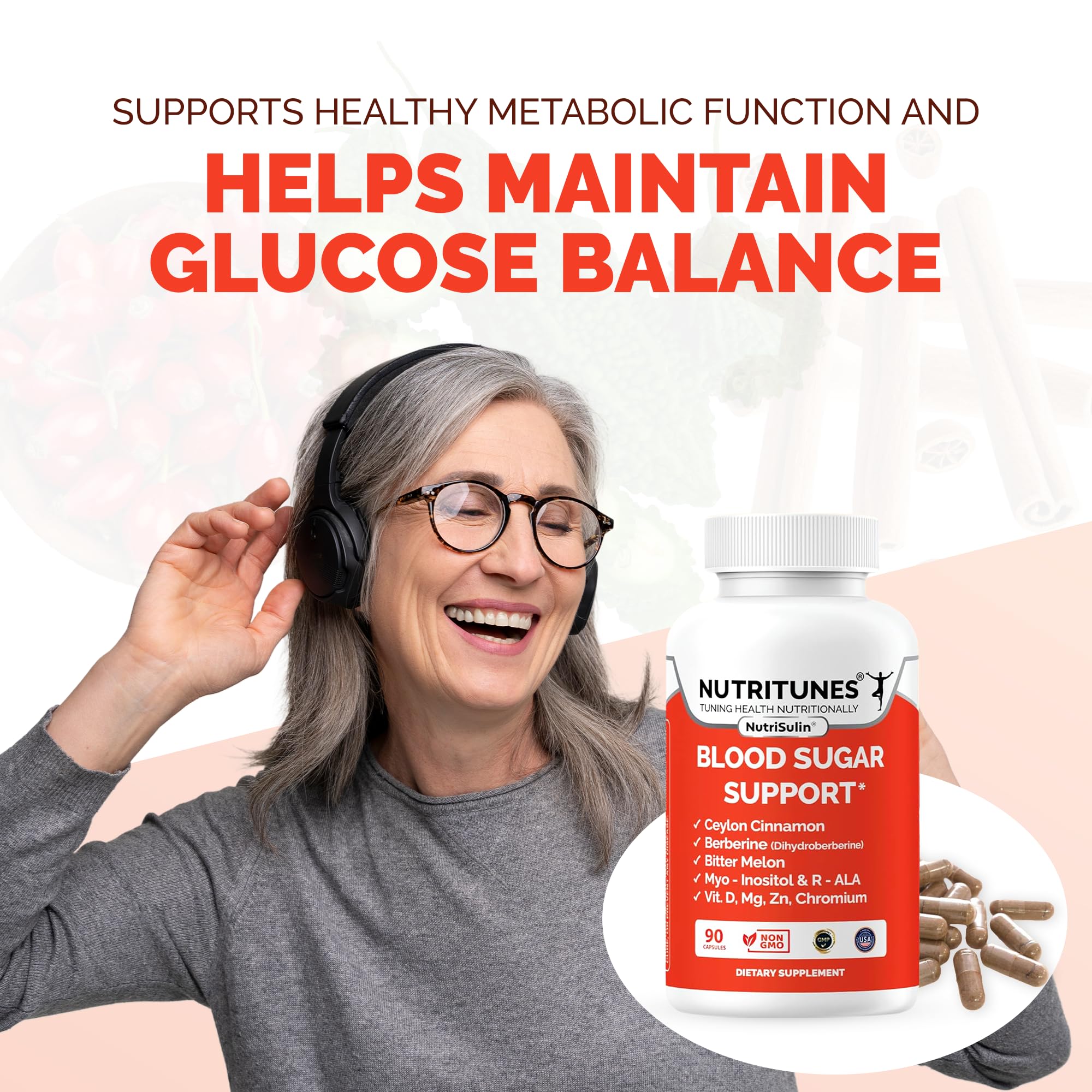 Ceylon Cinnamon (Dihydroberberine) Supplement for Blood Sugar Support with Added Blood Sugar Complex Myo-Inositol Bitter Melon R-ALA VIT. D Chromium Magnesium & Zn– 90 NutriSulin Capsules