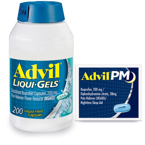 Advil Liqui-Gels Pain Reliever and Fever Reducer, Pain Medicine for Adults with Ibuprofen 200mg for Headache, Backache, Menstrual Pain and Joint Pain Relief - 200 Capsules, Advil PM Ibuprofen - 2 Ct Advil buy supplements Au