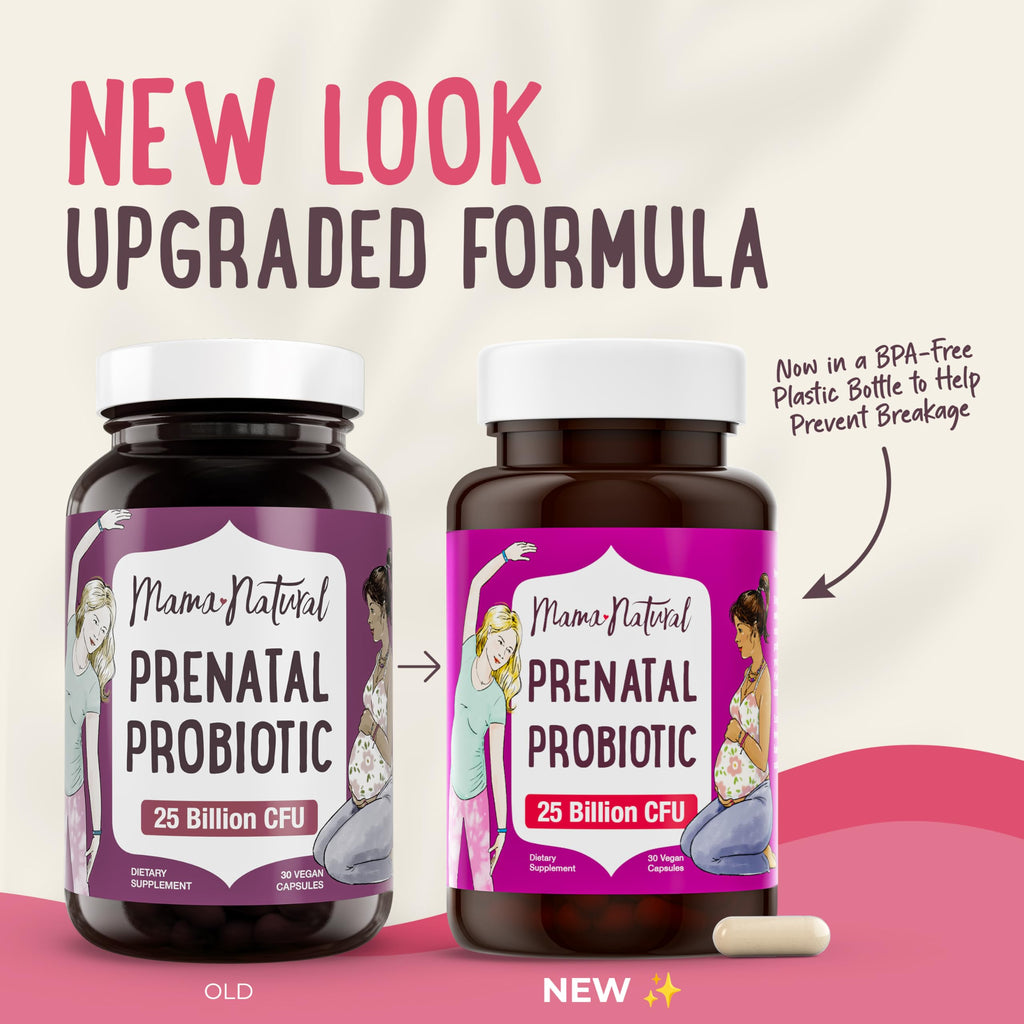 Mama Natural Prenatal Probiotics for Women – Gut & Immune Support for Pregnancy, Breastfeeding & Postpartum* | 25 Billion CFU, 12 Strain Probiotic & Prebiotic Blend to Support Mom and Baby