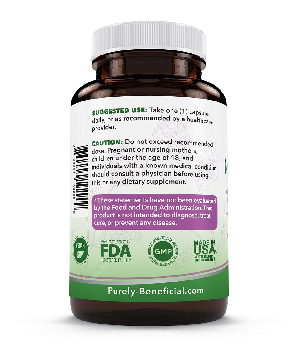 PURELY beneficial Organic Milk Thistle Capsules, 50:1 Milk Thistle Extract, Liver Cleanse & Antioxidant Support, 120 Veg Capsules, Vegan & Non-GMO