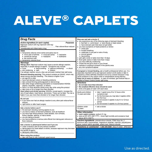 Aleve Pain Relief Naproxen Sodium Caplets ‐ 24 Count AleveBuy Supplements Australia