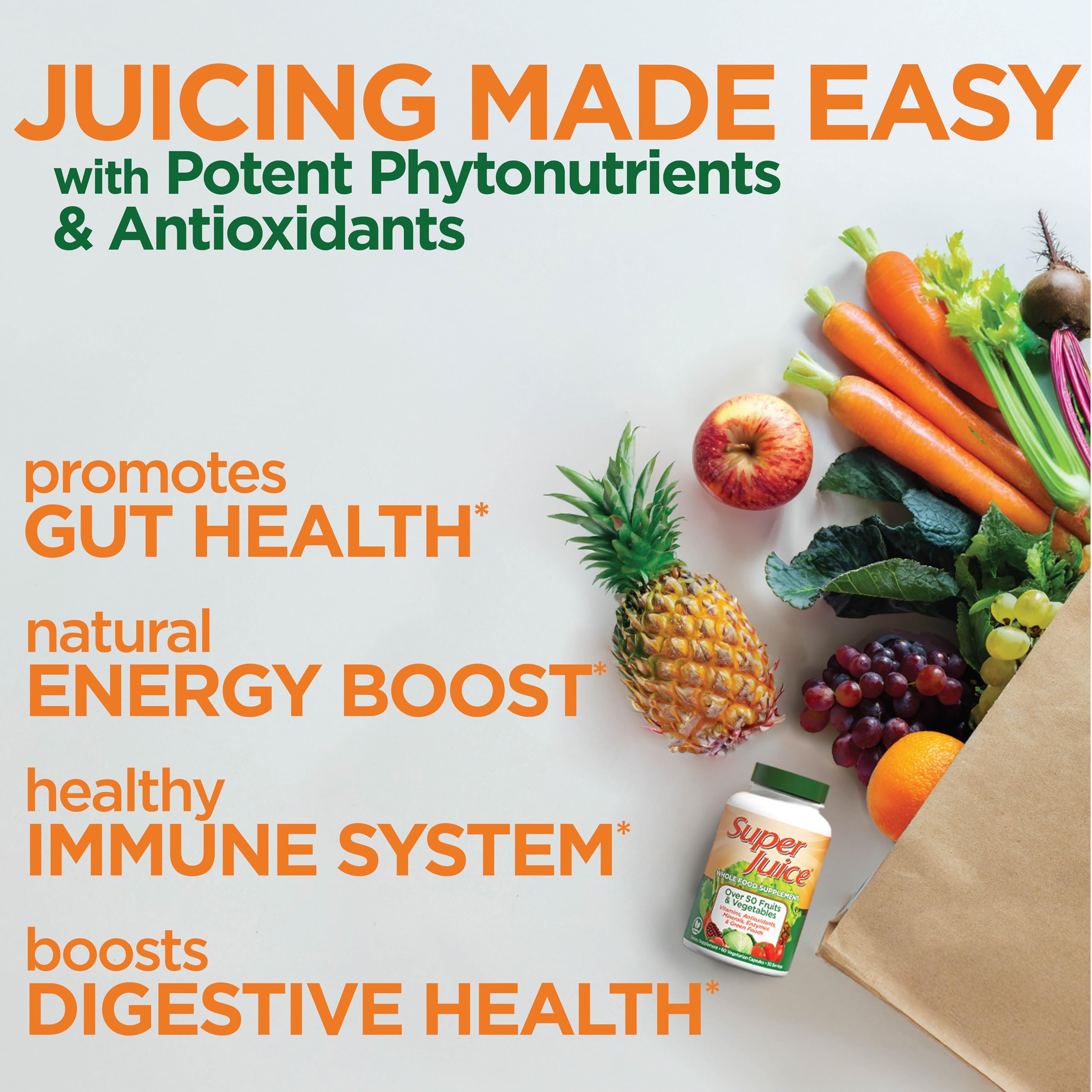 Super Juice Wholefood Supplement, Vegetable and Fruit Supplement, Phyto-Nutrient Formula, Potent Antioxidants