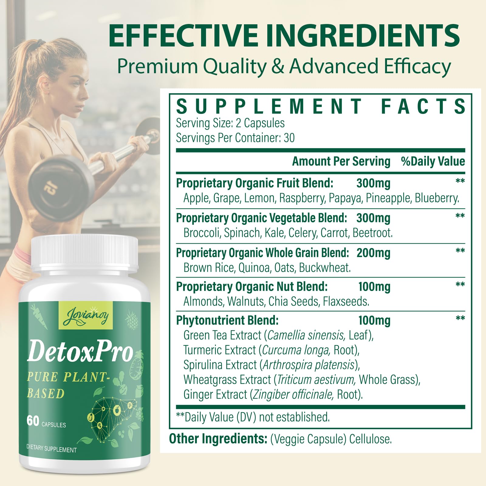1000 MG Detox & Cleanse Capsules, 26-in-1 Plant-Based Formula for Detoxification, Detox Supplement for Women & Men, Natural Trace Binder, Liver,