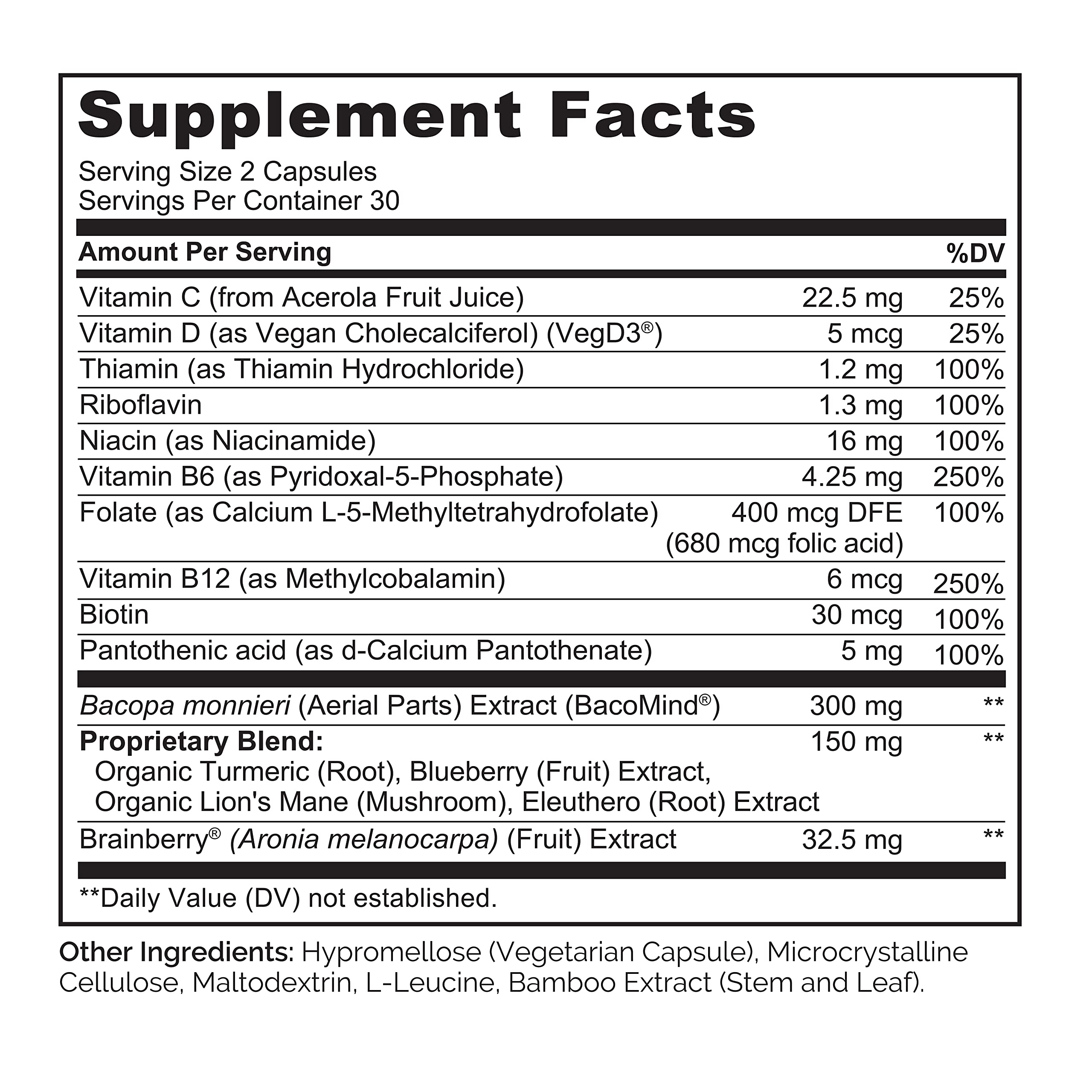 NATURELO Whole Food Brain Supplement - Brain Health Supplements for Memory & Focus Support - Enhance Brain Health Blend Supplement for Adults - 60 Vegetarian Capsules NATURELOBuy Supplements Australia