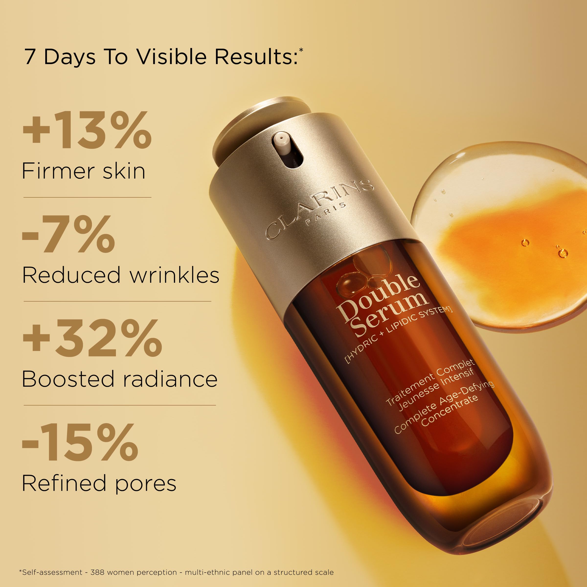 Clarins DOUBLE SERUM | Anti Aging Face Serum | Visibly Firms, Smoothes, Boosts Radiance, and Refines Pores | 24H Hydration | All Skin Types, 1 Fl Oz