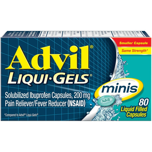 Advil Liqui-Gels Minis Pain Reliever and Fever Reducer, Pain Medicine for Adults with Ibuprofen 200mg for Pain Relief - 80 Liquid Filled Capsules AdvilBuy Supplements Australia