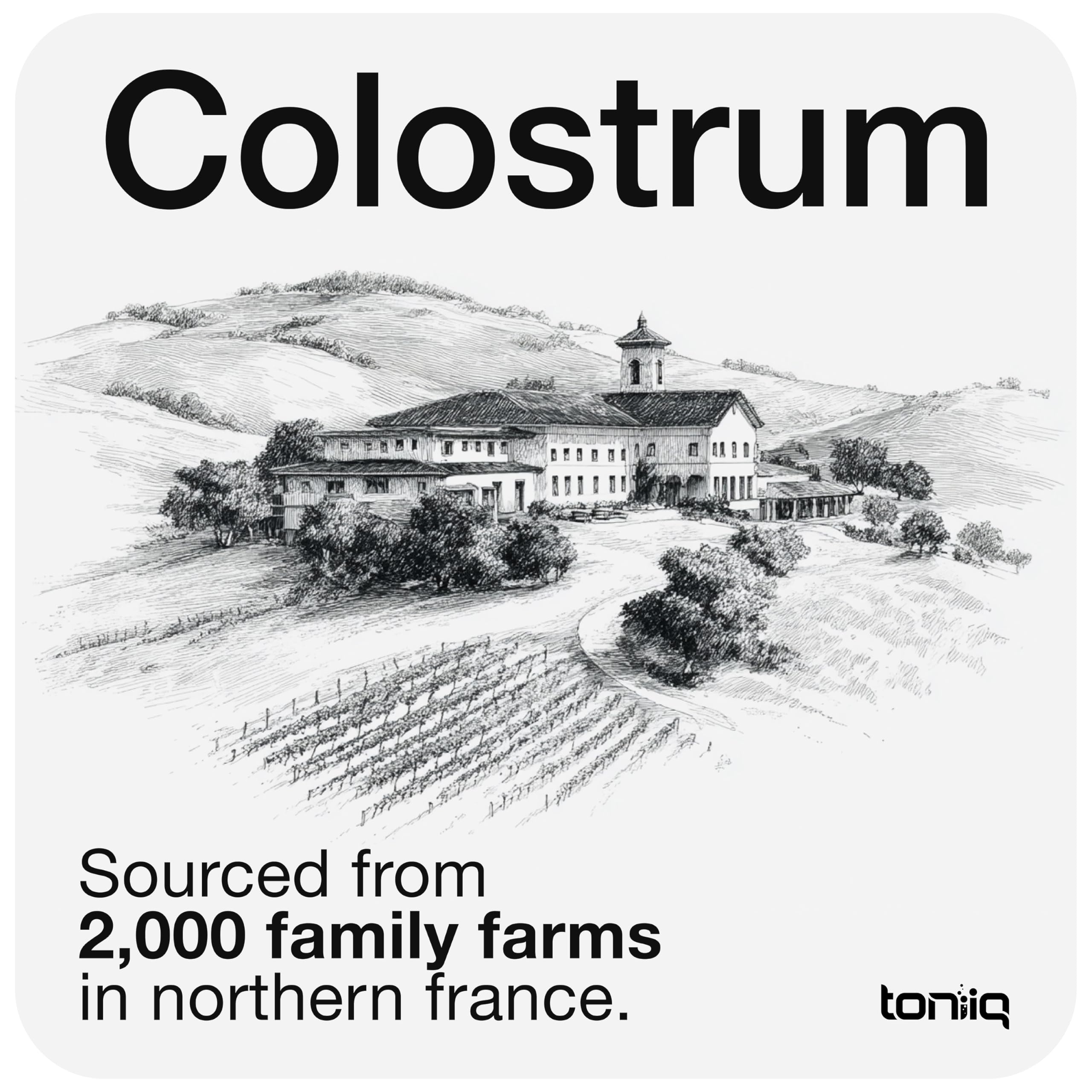 Toniiq Bovine Colostrum Powder Supplement 2000mg - 50% IgG for Gut Health, Immune Support & Skin - French Colostrum Farm-to-Jar Traceable