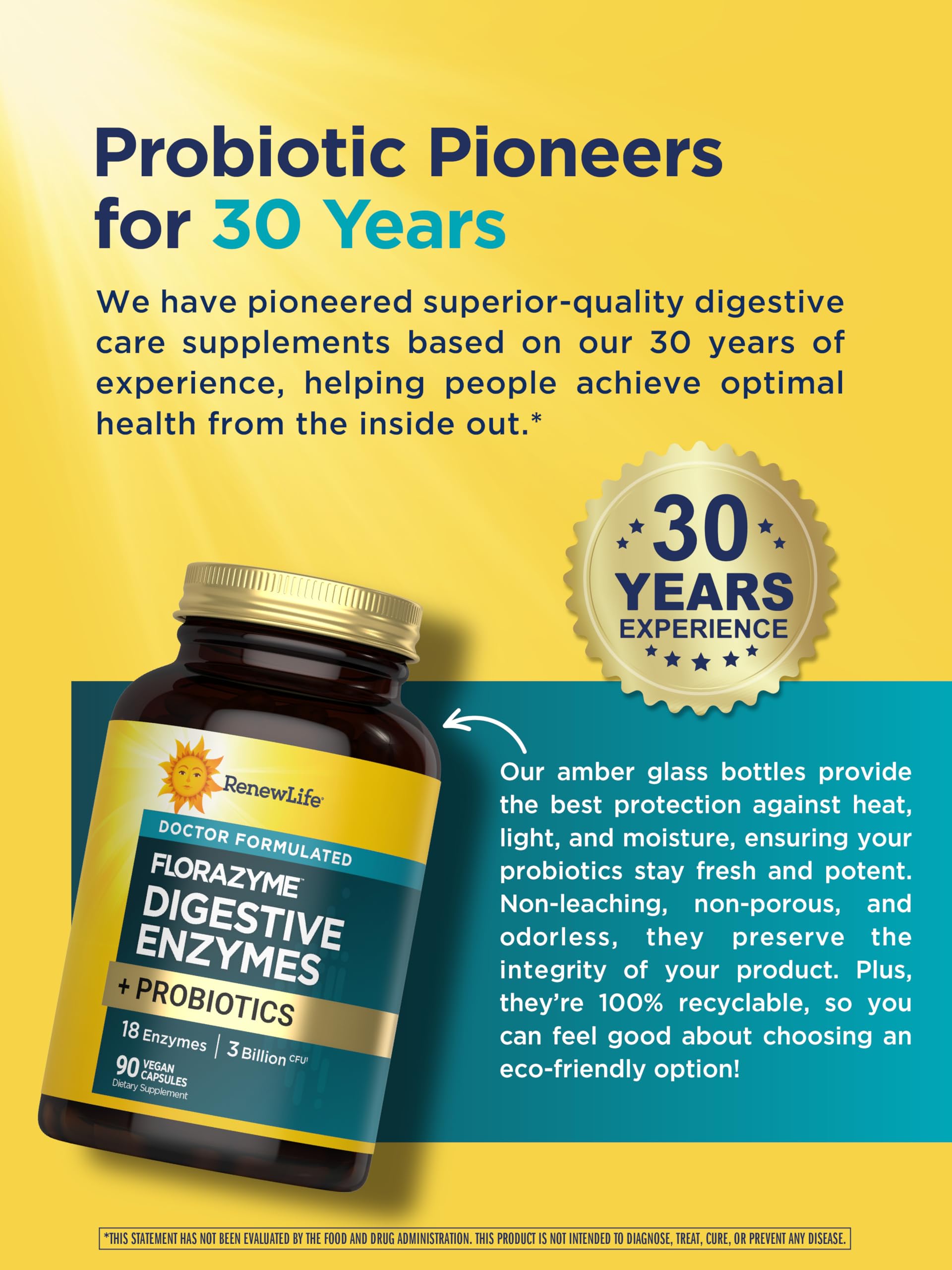 Renew Life Florazyme Digestive Enzymes with Probiotics | Doctor Formulated | Helps Occasional Gas, Bloating & Discomfort | Digestive & Immune Health