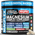 Supplement container labeled 'MagPlex' by Clean Nutra with capsules on a gray background