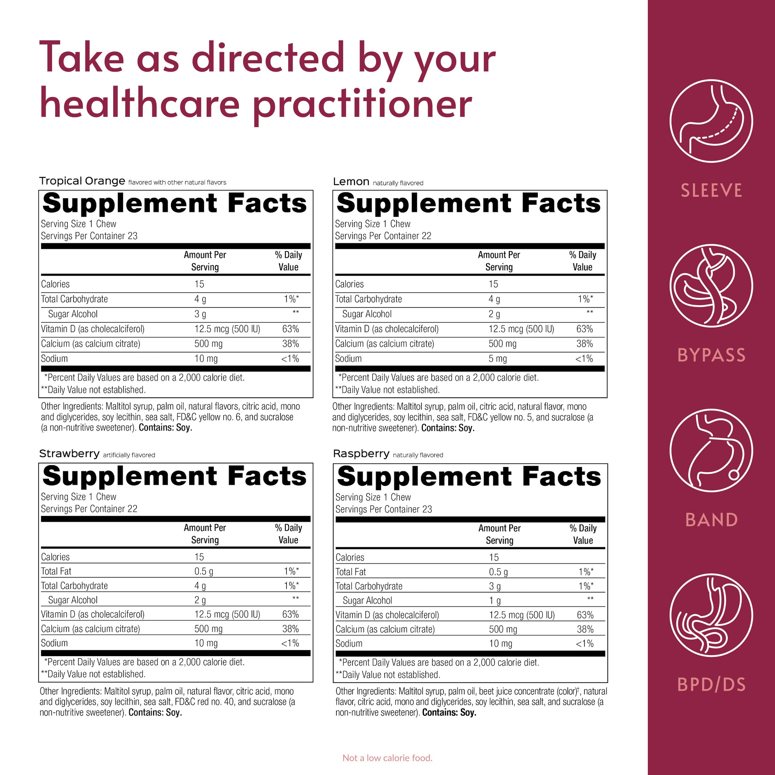 Bariatric Advantage Calcium Citrate Chewy Bites 500 mg - Highly Absorbable & Digestible