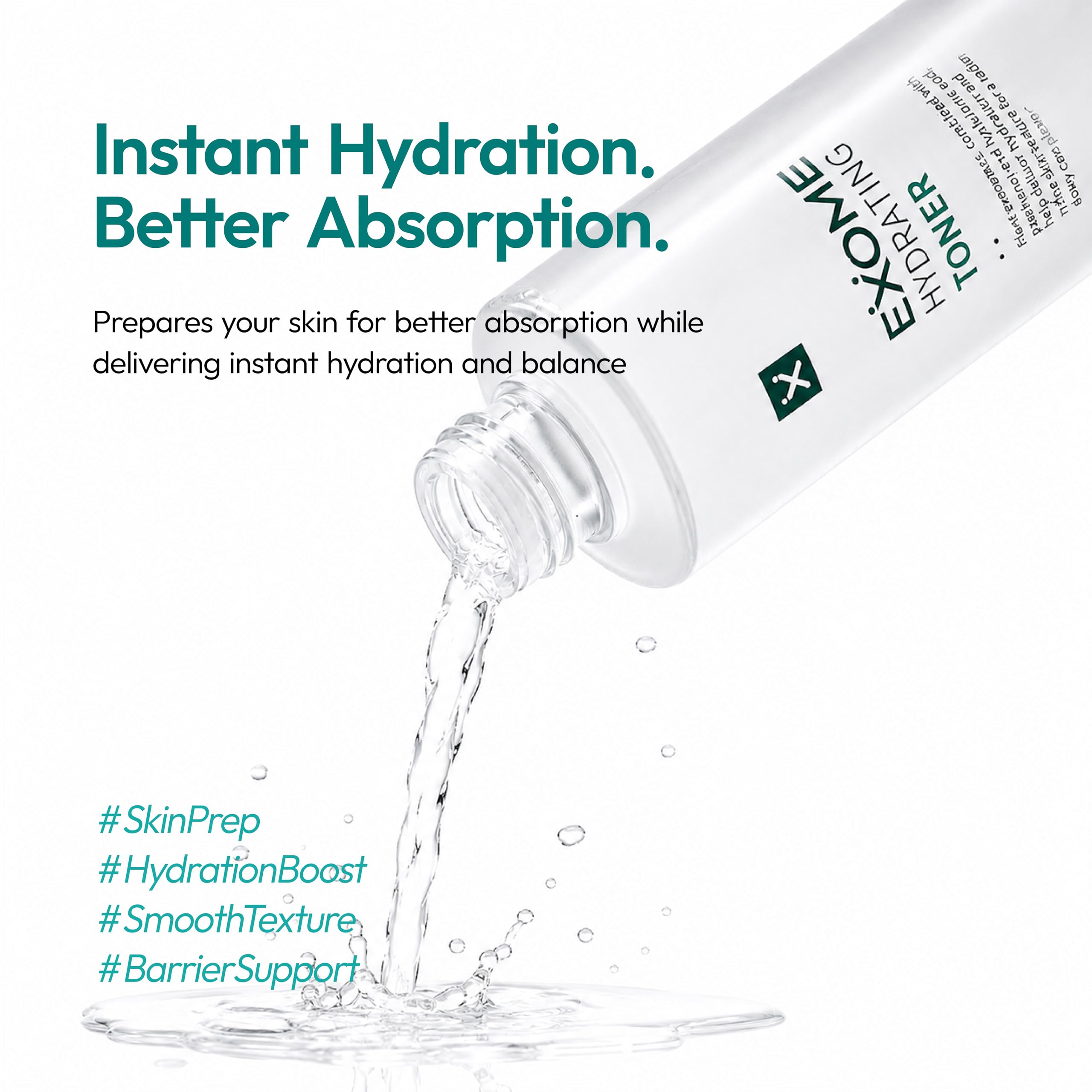 Exome Hydrating Toner, Greenery Aqua Base Starter for Glow Skin, Resveratrol Protective Barrier & 9-Peptide Complex for Elasticity & Wrinkle Care