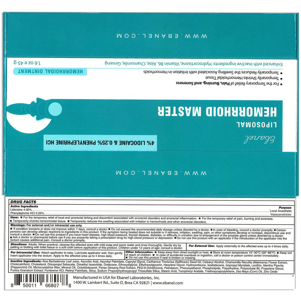 Ebanel Bundle of Lidocaine Numbing Spray, and Hemorrhoid Master