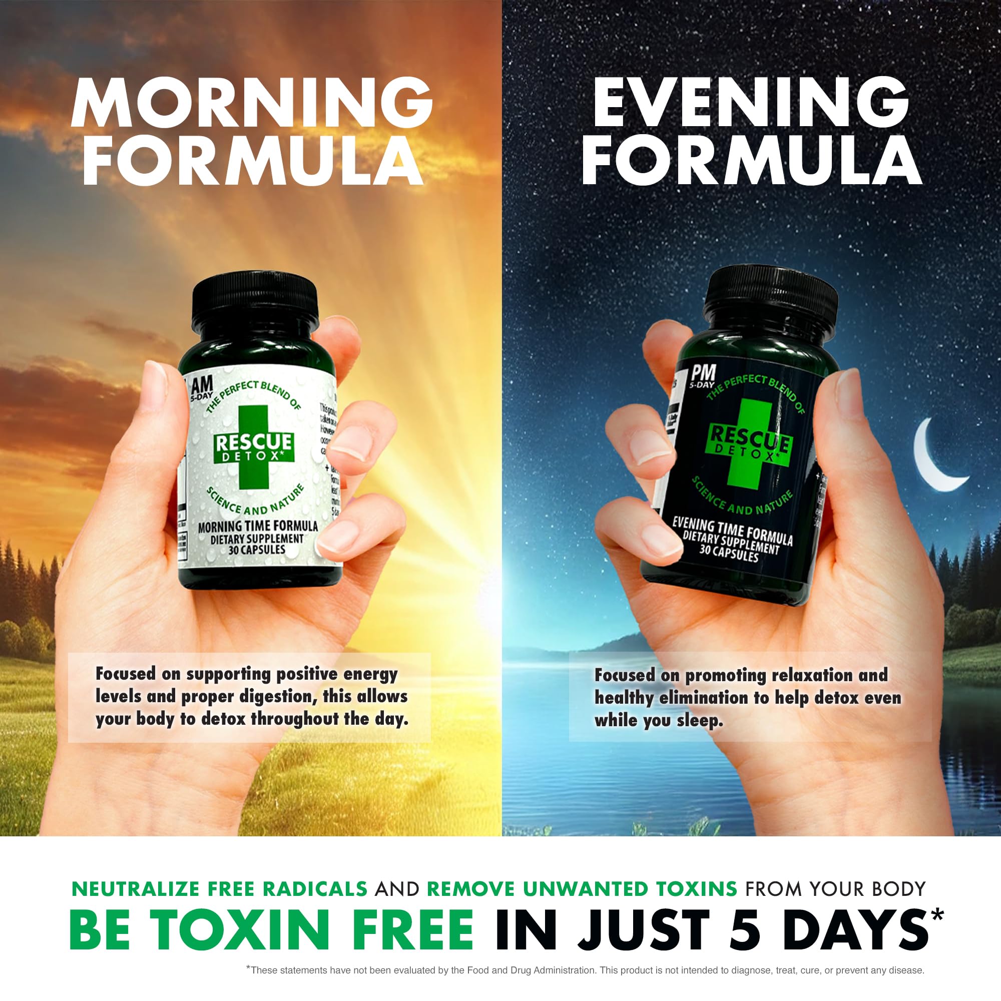 Rescue Detox 5 Day Detox Kit - 72ct Capsules | Comprehensive Full Body Cleanse with Bonus Instant ICE Caps
