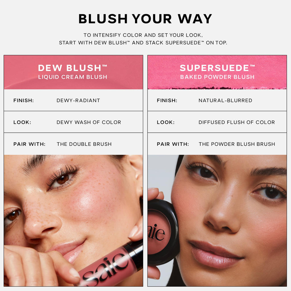 Saie Cheek Flush Duo - Dew Liquid Blush (.40 oz, Spicy), SuperSuede Baked Powder Blush (.01 oz, Ciao) - Layerable, Skin-Nourishing Blushes for a Seamless Radiant Finish SaieBuy Supplements Australia