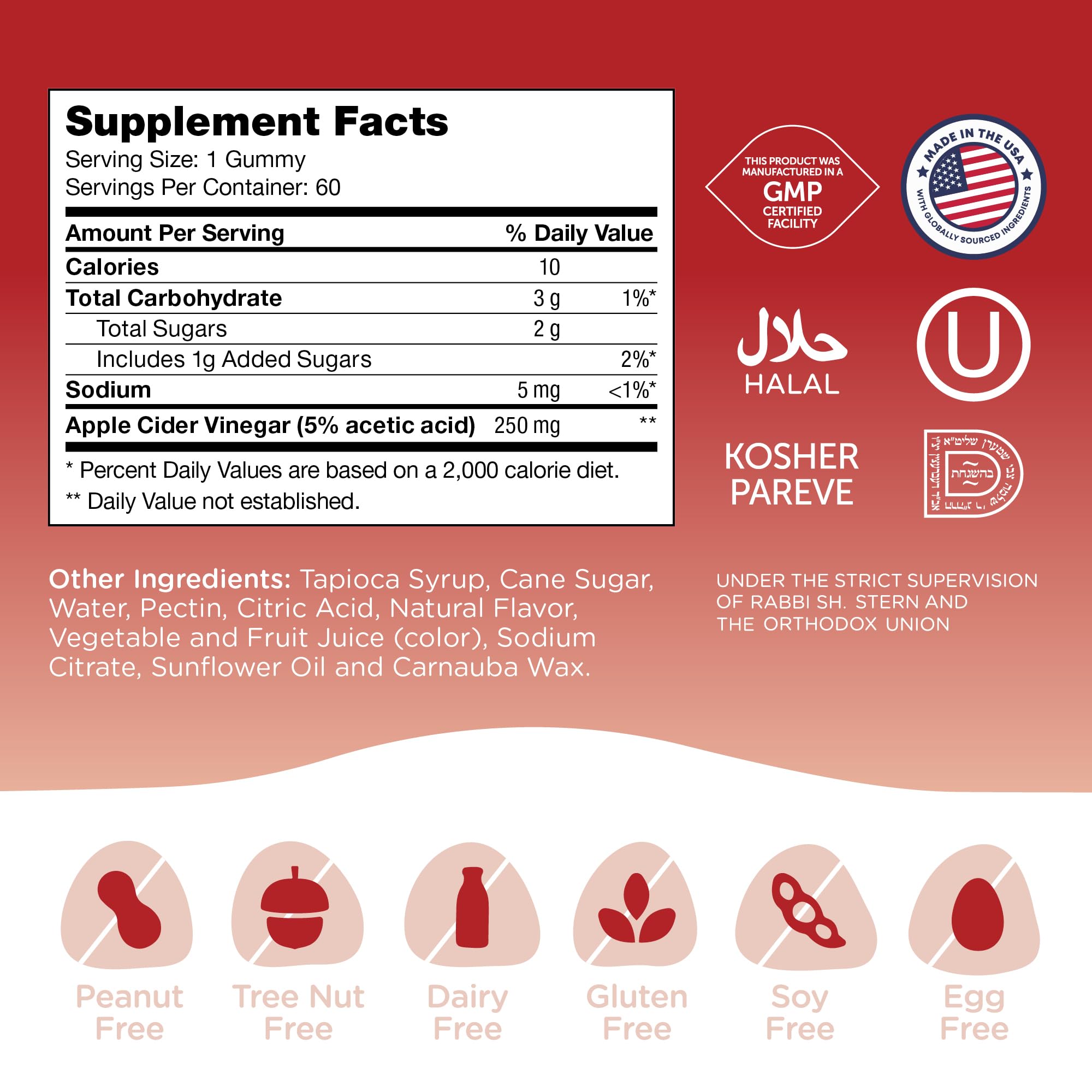 Zahler - Apple Cider Vinegar Gummies - Kosher & Delicious ACV for Women & Men - Detox Support & Cleanse - Gut Health & Metabolism