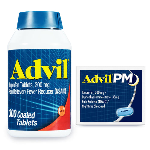 Advil Pain Reliever and Fever Reducer, Ibuprofen 200mg for Pain Relief - 300 Count, Advil PM Pain Reliever and Nighttime Sleep Aid, Ibuprofen for Pain Relief and Diphenhydramine Citrate - 2 Count AdvilBuy Supplements Australia