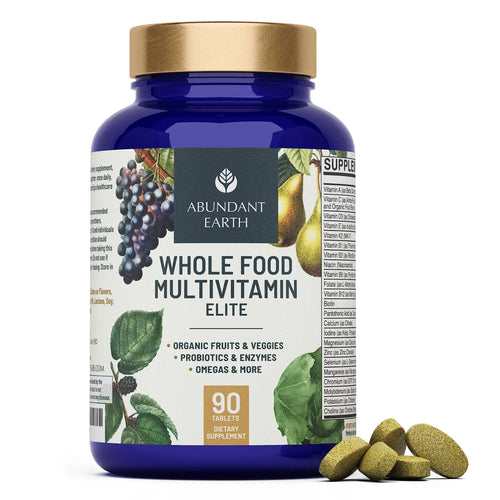Abundant Earth Whole Food Multivitamin for Women, Daily Multi Vitamins Supplements for Men/Mens Multivitamins + B Complex, Probiotic Multi Enzyme Abundant Earth