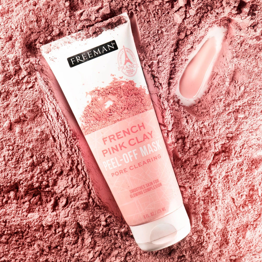 Freeman Exotic Blends French Pink Clay Peel-Off Face Mask, Pore Clearing Facial Mask, Detoxifies & Removes Impurities, Clean Skincare, For Normal & Combination Skin,