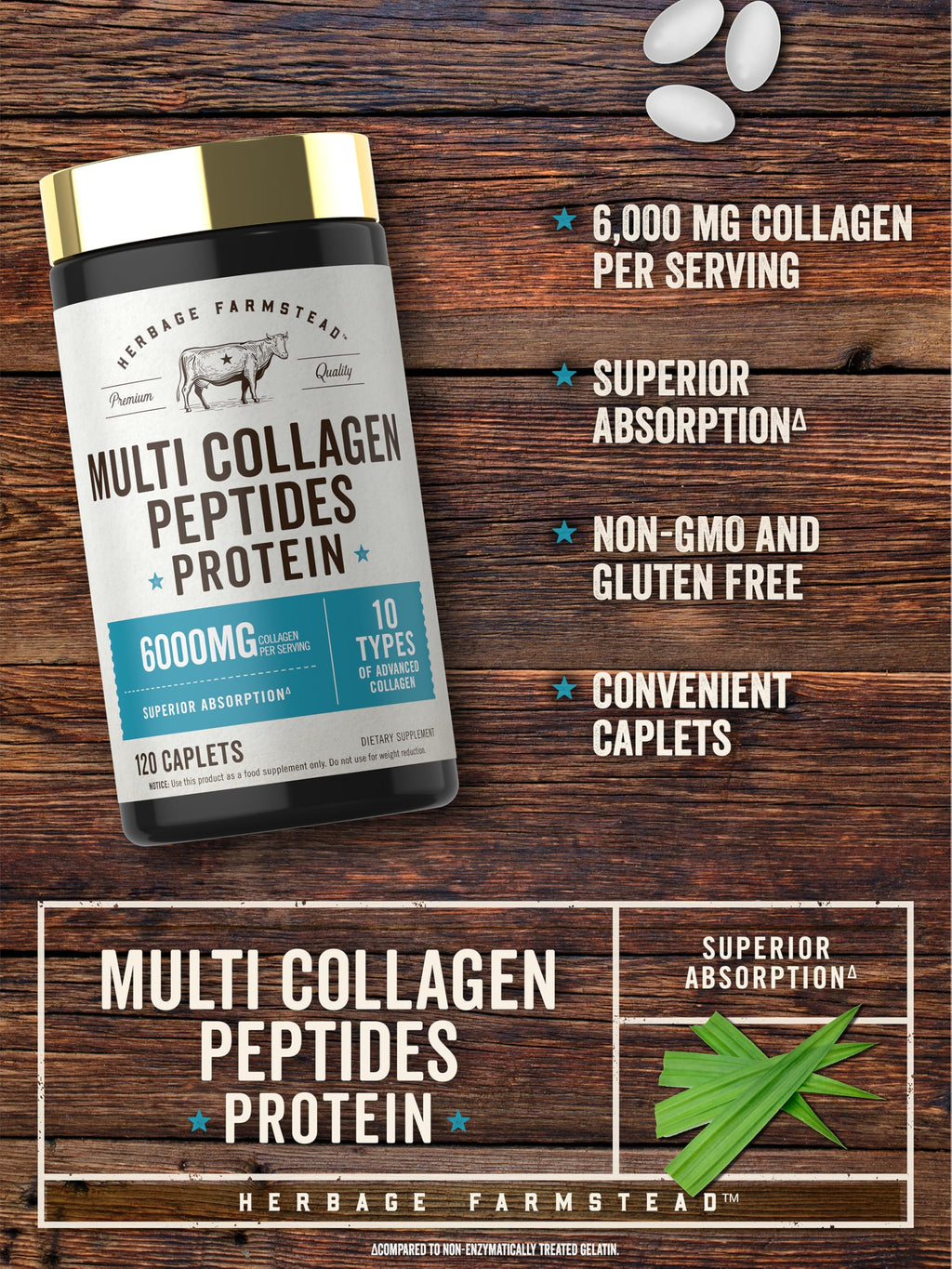 Carlyle Multi Collagen Peptides 6000mg | 120 Caplets | 10 Types of Advanced Collagen with Protein | Non-GMO, Gluten Free Supplement | by Herbage Farmstead Carlyle buy supplements Au