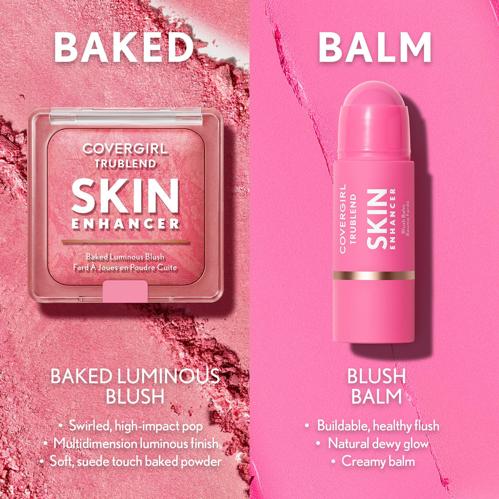 COVERGIRL TruBlend Skin Enhancer Baked Luminous Blush, with Hyaluronic Acid & White Rose Extract, Blends Seamlessly - 430 Berry Punch