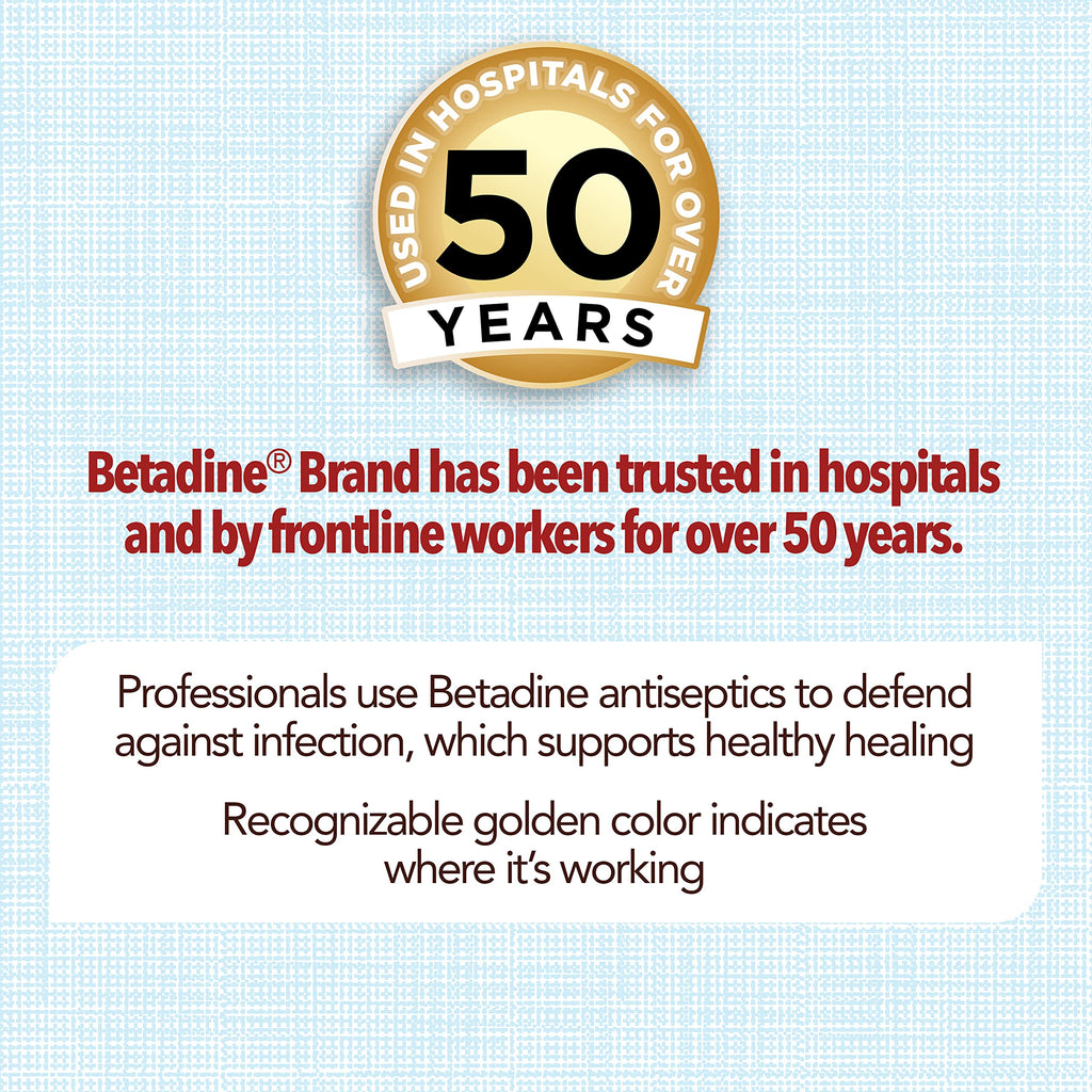 Betadine Antiseptic First Aid Solution, Povidone-Iodine 10%, Infection Protection, Kills Germs in Minor Cuts Scrapes and Burns, No Sting Promise, No Alcohol or Hydrogen Peroxide, 8 FL OZ